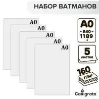 Набор 5 листов, ватман, чертежный, А0, 840&times;1189, 160 г/м&sup2;
