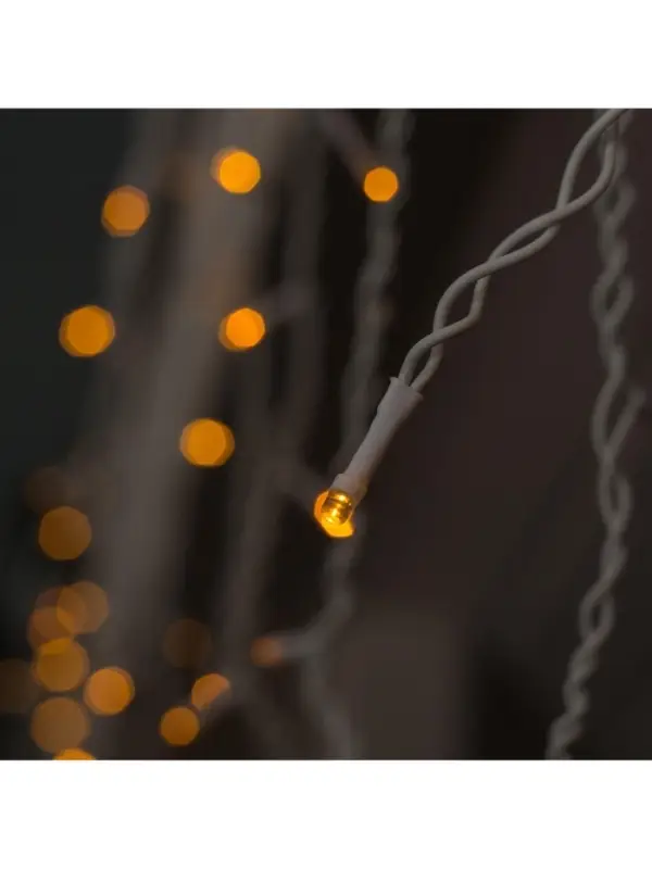 Гирлянда &laquo;Бахрома&raquo; 3&times;0.6 м, IP44, УМС, белая нить, 160 LED, свечение жёлтое, 220 В