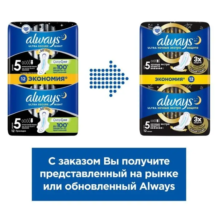 Прокладки Always Ultra Night, экстра защита, 12 шт.