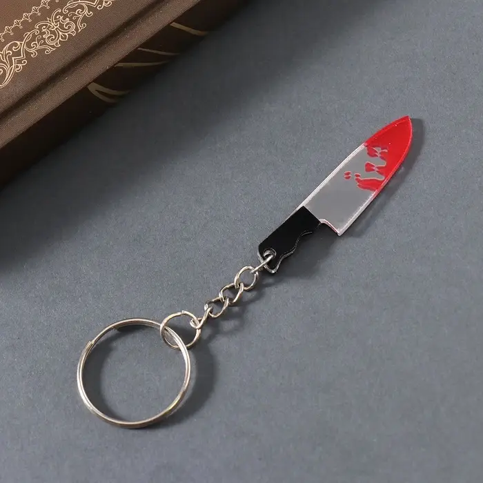 Брелок акрил зеркальный "Окровавленный нож" 4,5х1х0,4 см