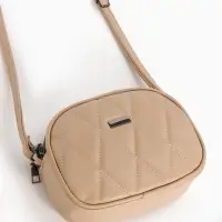 Сумка женская кросс-боди на молнии, 19&times;7&times;15 см, со стёжкой, бежевая