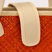 Сумка плетёная на застёжке из пандана, 35&times;12&times;40 см, бежево-оранжевая