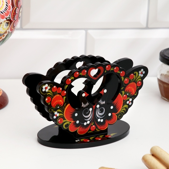 Салфетница «Голубь», 7 х 10 см, хохлома Салфетница «Голубь», 7 х 10 см, хохлома