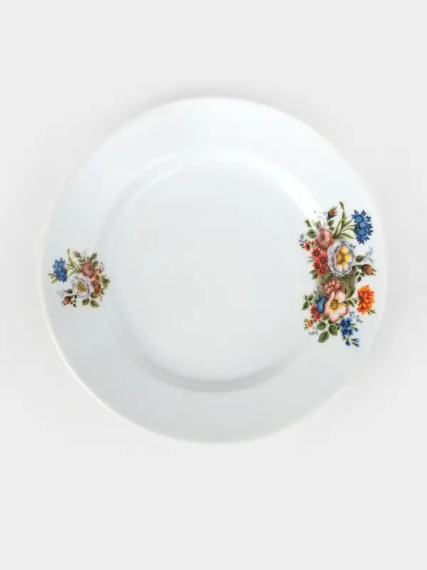 Тарелка Добрушский завод &laquo;Букет цветов&raquo;, d=20 см, фарфор, белая