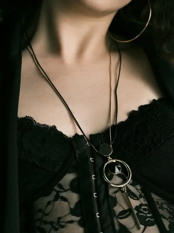 Кулон на цепочке &laquo;Цепь&raquo;, тотем, кольцо с иголкой, чёрный в золоте, 72 см