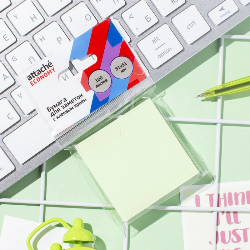 Бумага для заметок с клеевым краем  51x51 мм 100 л пастел. зеленый