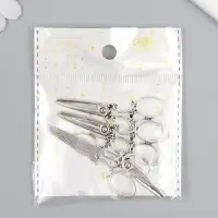 Декор металл для творчества "Ажурные ножницы" серебро (А9361) 3,6х2,5 см