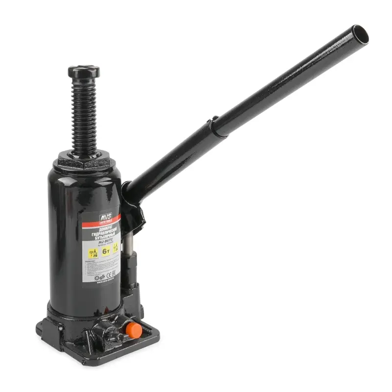 Домкрат гидравлический AVS HJ-B6TC, 6т, 200-405мм. с клапаном, в кейсе (ремкомплект)