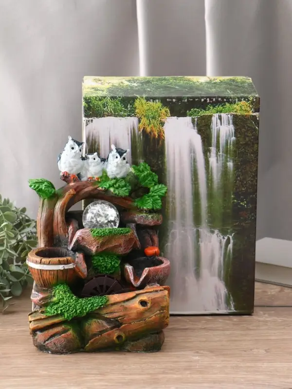 Фонтан "Совы на дереве" 25,5х17х14 см (с подсветкой)