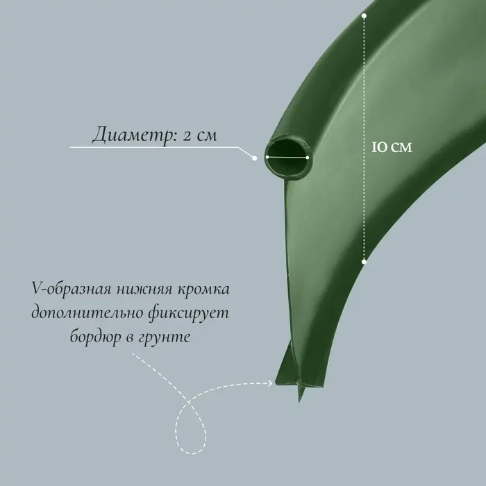 Лента бордюрная, 10 см&times;10 м, толщина 1 мм, пластиковая, оливковая, KANTA