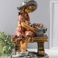 Фигура "Девочка на скамейке" бронза, 46х31х22 см