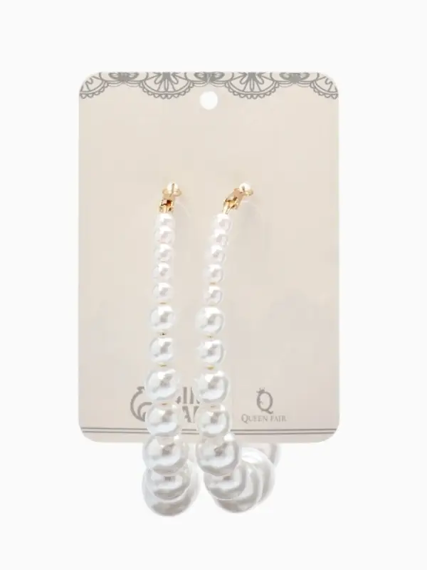 Серьги кольца с жемчугом QF &laquo;Нежность жемчуга&raquo;, d=8 см, белые в золоте