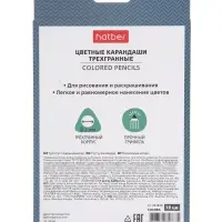 Карандаши 18цв, Hatber, заточ, трехгр,  коробка, европодвес 63838