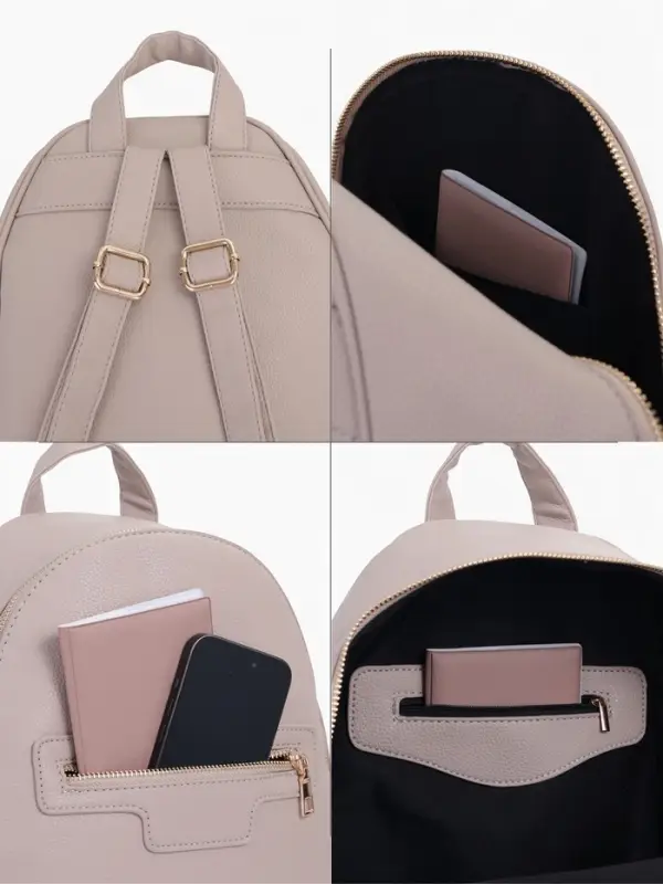 Рюкзак женский на молнии, с карманом, размер 27&times;13.5&times;33 см, бежевый