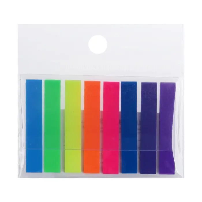 Блок - закладка с липким краем, 8×45 мм, пластик, 8 цветов по 20 листов, флуоресцентный