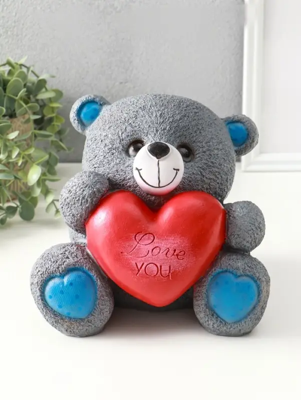 Копилка для денег &laquo;Мишка с сердцем&raquo;, серый, 20&times;18&times;20 см