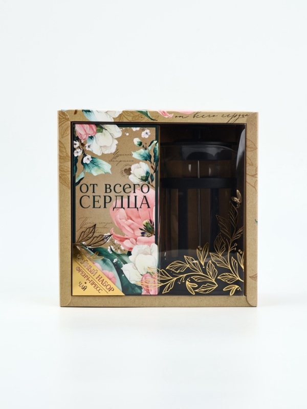 Подарочный набор «От всего сердца», чай зелёный со вкусом жасмина 100 г., френч-пресс 350 мл Подарочный набор «От всего сердца», чай зелёный со вкусом жасмина 100 г., френч-пресс 350 мл