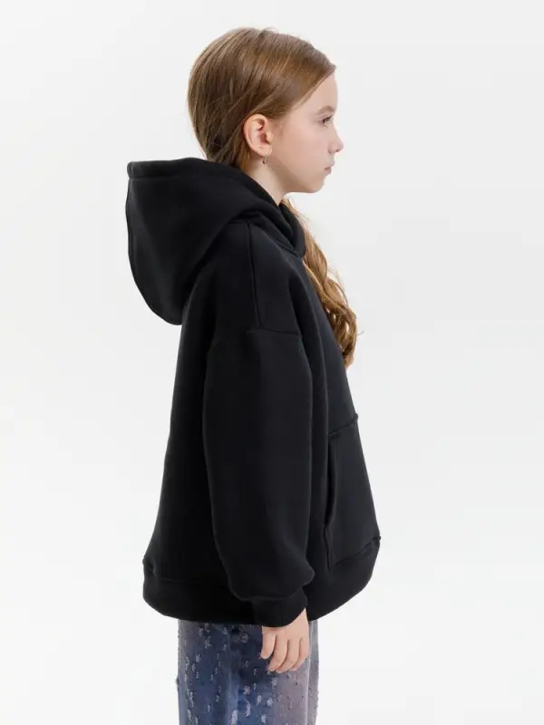 Худи детское оверсайз Junipero, черное, 6 лет Худи детское оверсайз Junipero, черное, 6 лет