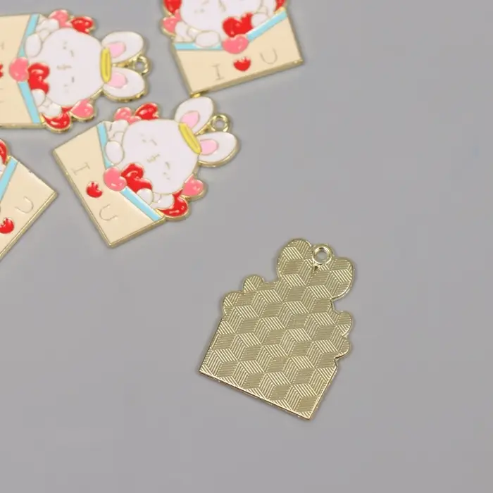 Декор для творчества металл, эмаль Декор для творчества металл, эмаль "Зайчик с конвертом с сердечками" 2,8х2,2 см