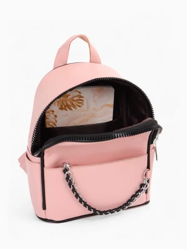 Рюкзак-мини женский на молнии, с карманом, размер 21&times;12&times;27 см, розовый