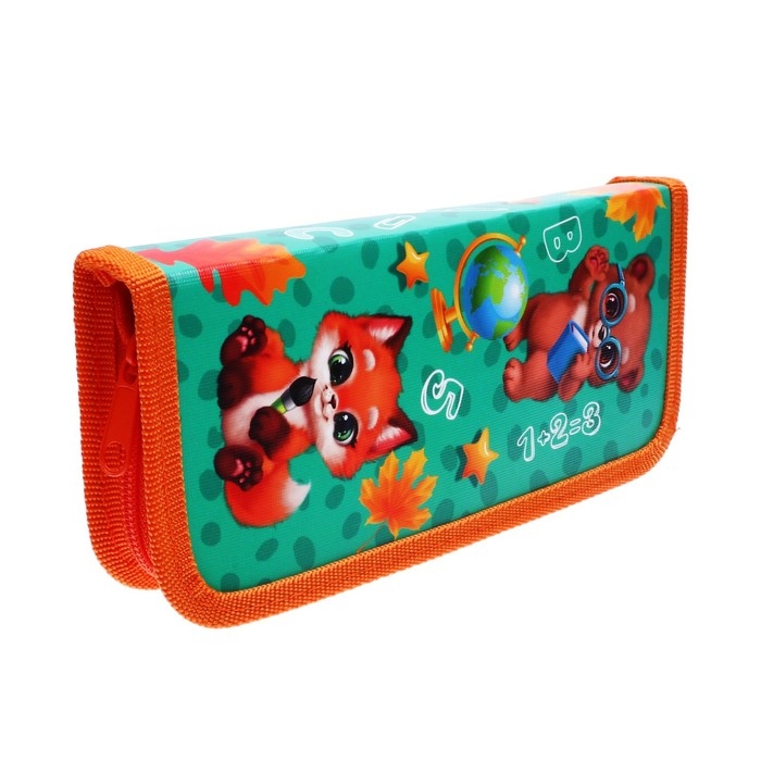 Пенал 1 секция, 90 х 195 х 25 мм, Calligrata Пенал 1 секция, 90 х 195 х 25 мм, Calligrata "Зверята", ламинированный картон