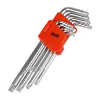 Набор ключей торцевых изогнутых TORX с отверстием 9 предметов (T10-T50) AVS TXL-9H