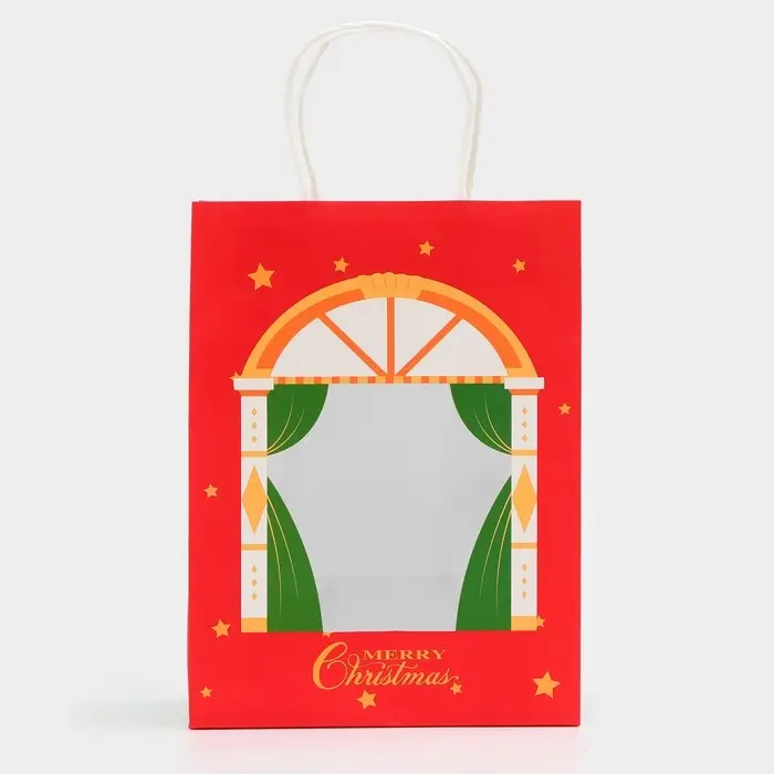 Пакет подарочный с окном &laquo;Театр&raquo; 19&times;26&times;13 см, красный