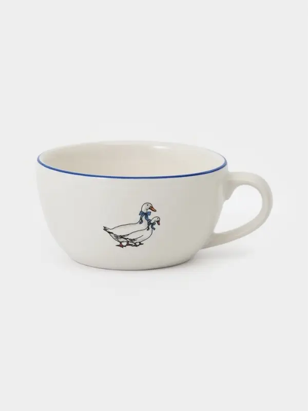 Чашка Тихорецкий фарфор &laquo;Гуси&raquo;, 200 мл, белая