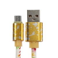 Кабель Luazon, microUSB - USB, 2.4 A, 1 м, оплётка экокожа, разноцветный