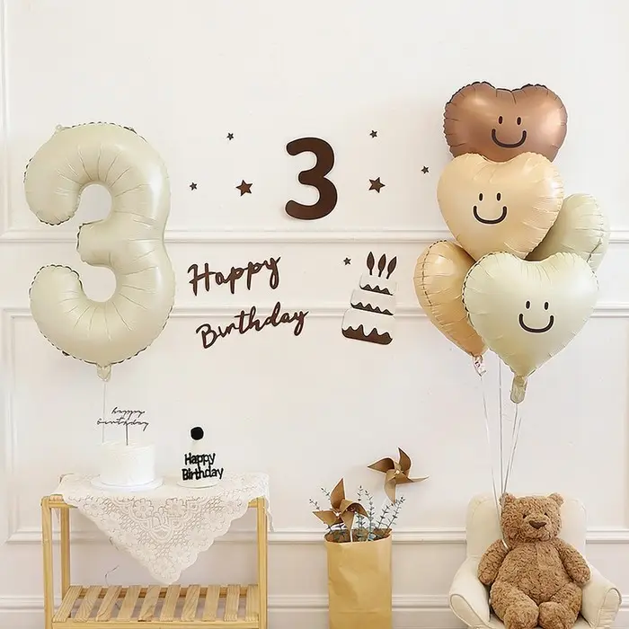 Шар фольгированный 40 Шар фольгированный 40" Цифра 3, цвет «Взбитые сливки»