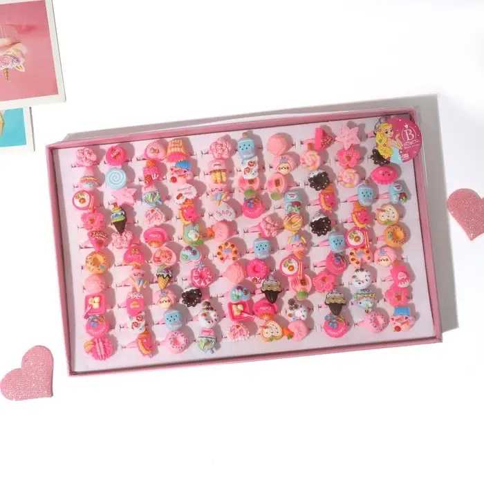 Кольцо детское Выбражулька «Сладости», форма МИКС, разноцветное, безразмерное Кольцо детское Выбражулька «Сладости», форма МИКС, разноцветное, безразмерное