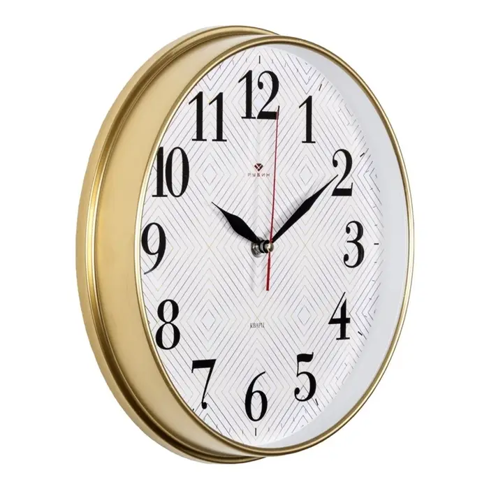 Часы настенные классические &laquo;Ромбы&raquo;, бесшумные, плавный ход, d=29 см, золотистые, от батарейки 1&times;АА