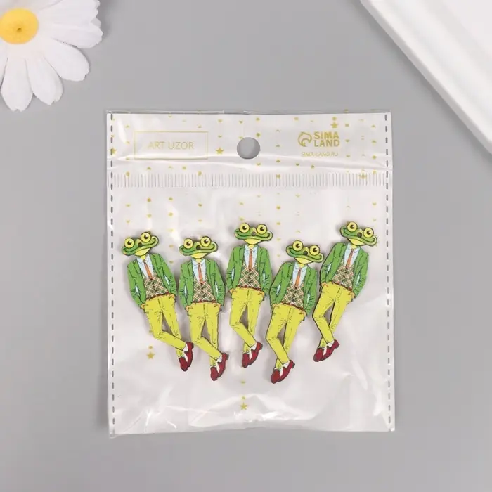Декор для творчества дерево Декор для творчества дерево "Стильная лягушка" 5х1,6х0,3 см