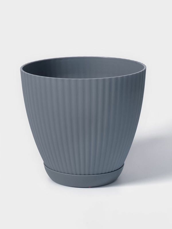 Горшок круглый  Горшок круглый "Ribbed" 13,5х13,5х12 см, цвет синий