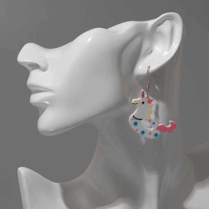 Серьги акрил &laquo;Единороги&raquo;, цветные в серебре