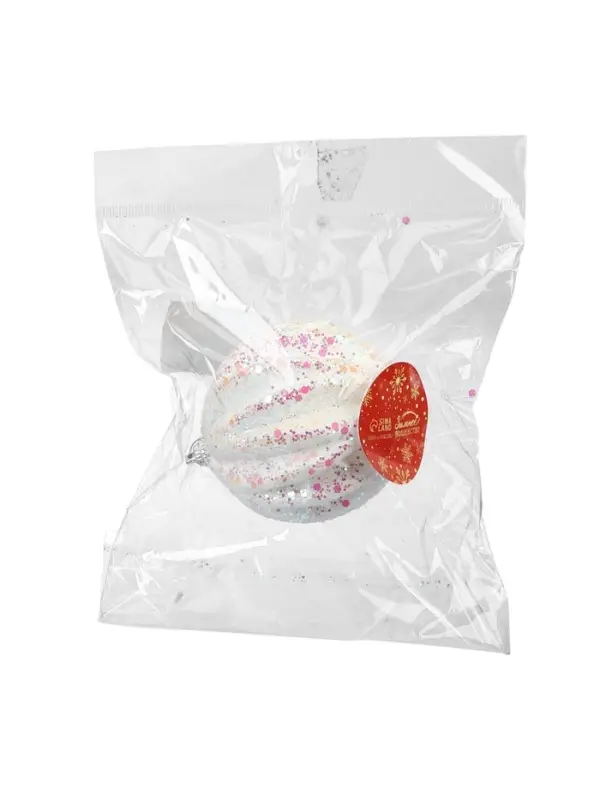 Ёлочный шар новогодний d=8 см «Карнавал» полосы, сияние, белый Ёлочный шар новогодний d=8 см «Карнавал» полосы, сияние, белый