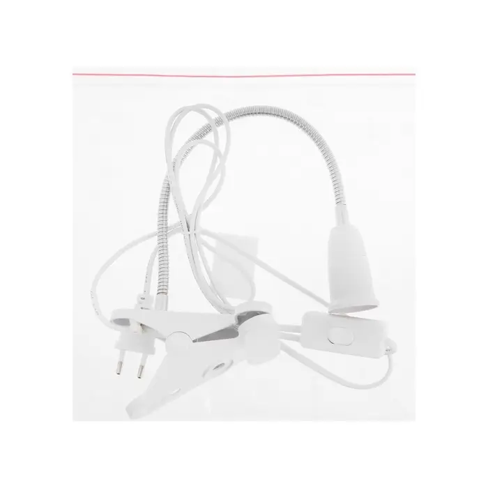 Патрон на гибкой ножке под лампу, E27, 30 см, с выключателем, 220 В, белый