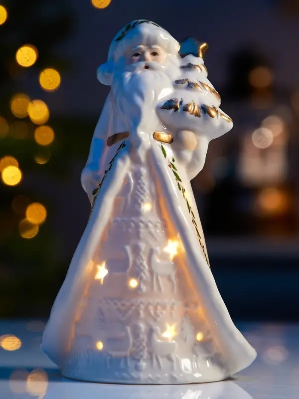 Светодиодная фигура &laquo;Дед Мороз в тулупе&raquo;, 15.7&times;7.4&times;5.8 см, 1 LED, керамика, от батареек LR44&times;3, тёплый белый свет