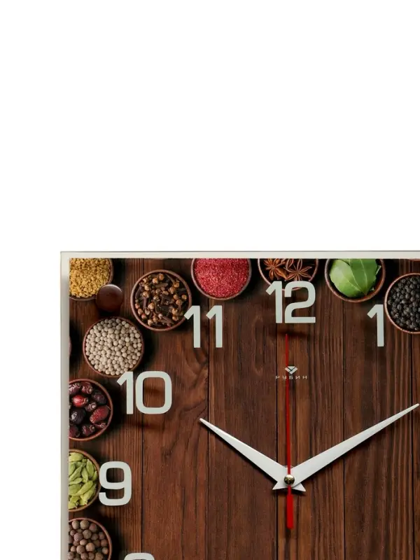 Часы настенные интерьерные &laquo;Специи&raquo;, серия: Кухня, бесшумные, плавный ход, 25&times;25 см, от батарейки 1&times;АА
