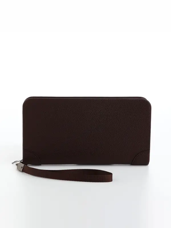 Портмоне мужское на молнии, отдел для карт, монет, коричневое