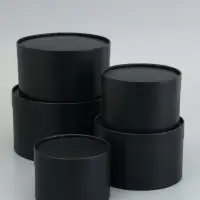 Набор подарочных шляпных коробок 5 в 1, круглая &laquo;Черный&raquo;, 20&times;12 - 18&times;11 - 16&times;10 - 14&times;9 - 13&times;8.5 см