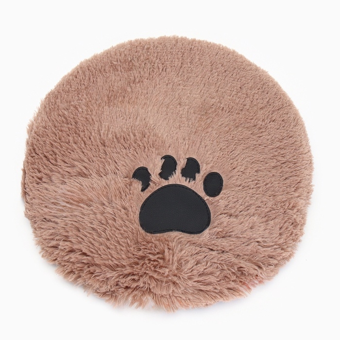 Лежанка для животных,  с подушкой,  мех, сатин, периотек,  40 х 40 х 16 см, коричневая Лежанка для животных,  с подушкой,  мех, сатин, периотек,  40 х 40 х 16 см, коричневая