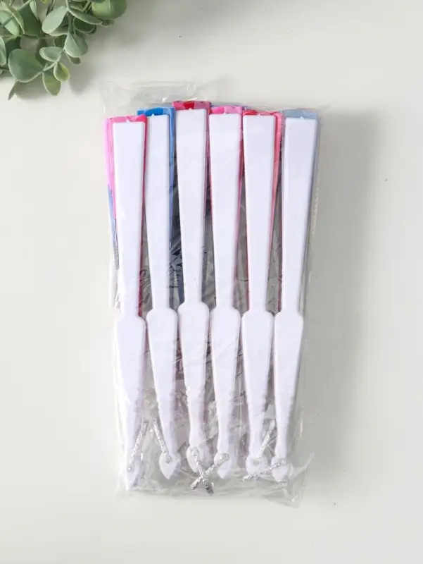 Веер пластик, текстиль Веер пластик, текстиль "Ромашки и бабочки" МИКС широкие лопасти 23 см