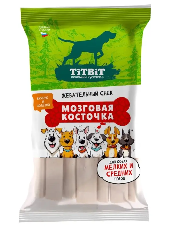 Лакомство для для собак мелких и средних пород TiTBiT, жевательный снек, мозговая косточка, 220 г