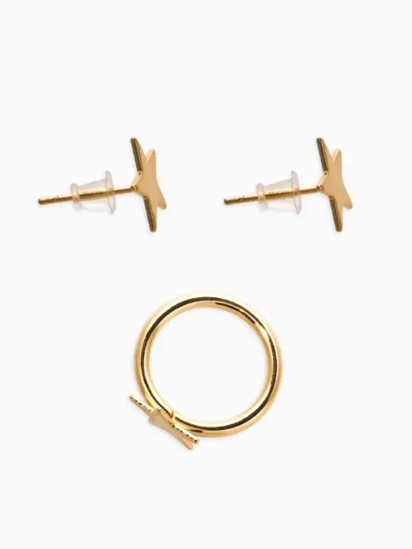 Набор детский &laquo;Выбражулька. Космос&raquo;, 3 предмета: бусы, пусеты, кольцо, розовый, золотой