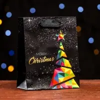 Пакет ламинированный «Современный Merry Christmas» 11.5×14.5×6 см