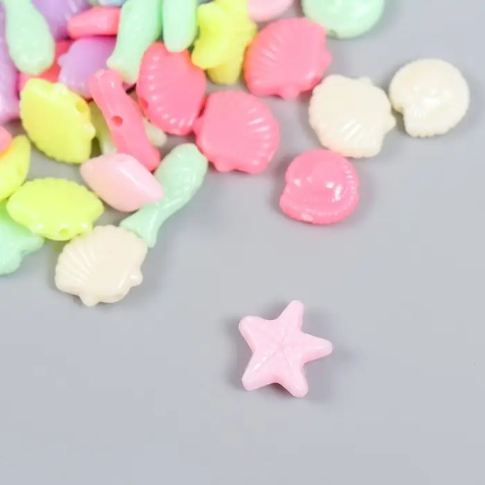 Бусины для творчества пластик "Морские. Пастельные тона" набор 78 шт 15 гр 1х1 см