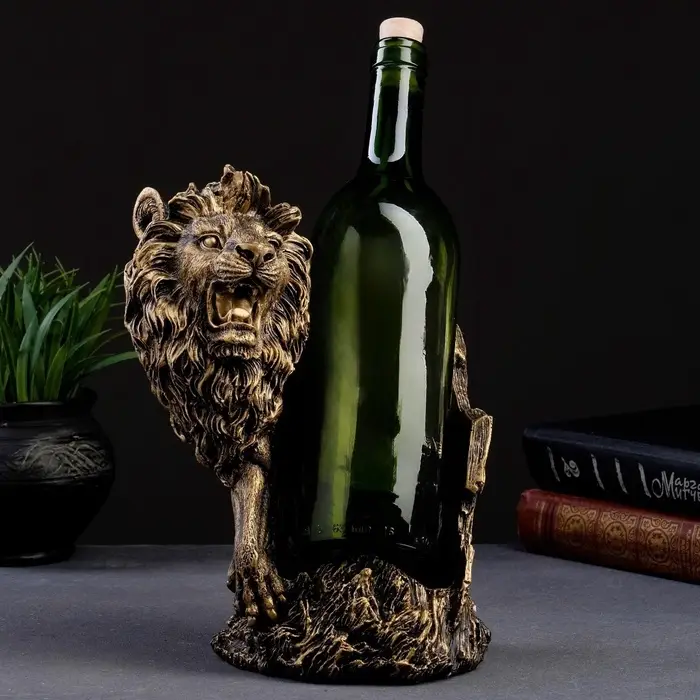 Подставка для бутылки &laquo;Лев&raquo;, под бронзу, 14&times;19&times;24 см