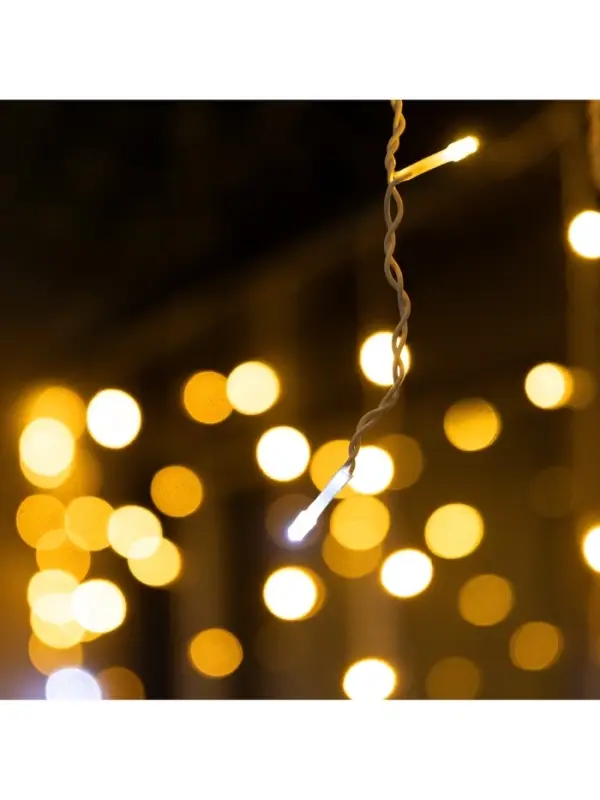 Гирлянда «Бахрома» 12 × 0.7 м, IP44, УМС, белая нить, 240 LED, свечение тёплое белое, мерцание, 220 В