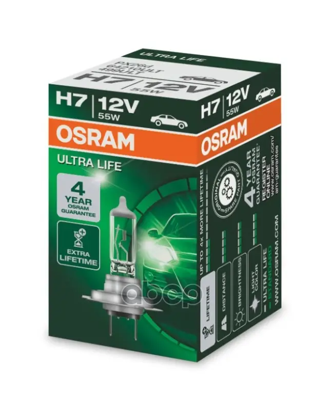 h7 12v (55w) лампа ultra life [увелич. в 3 раза срок службы] 1шт. Osram арт. 64210ULT